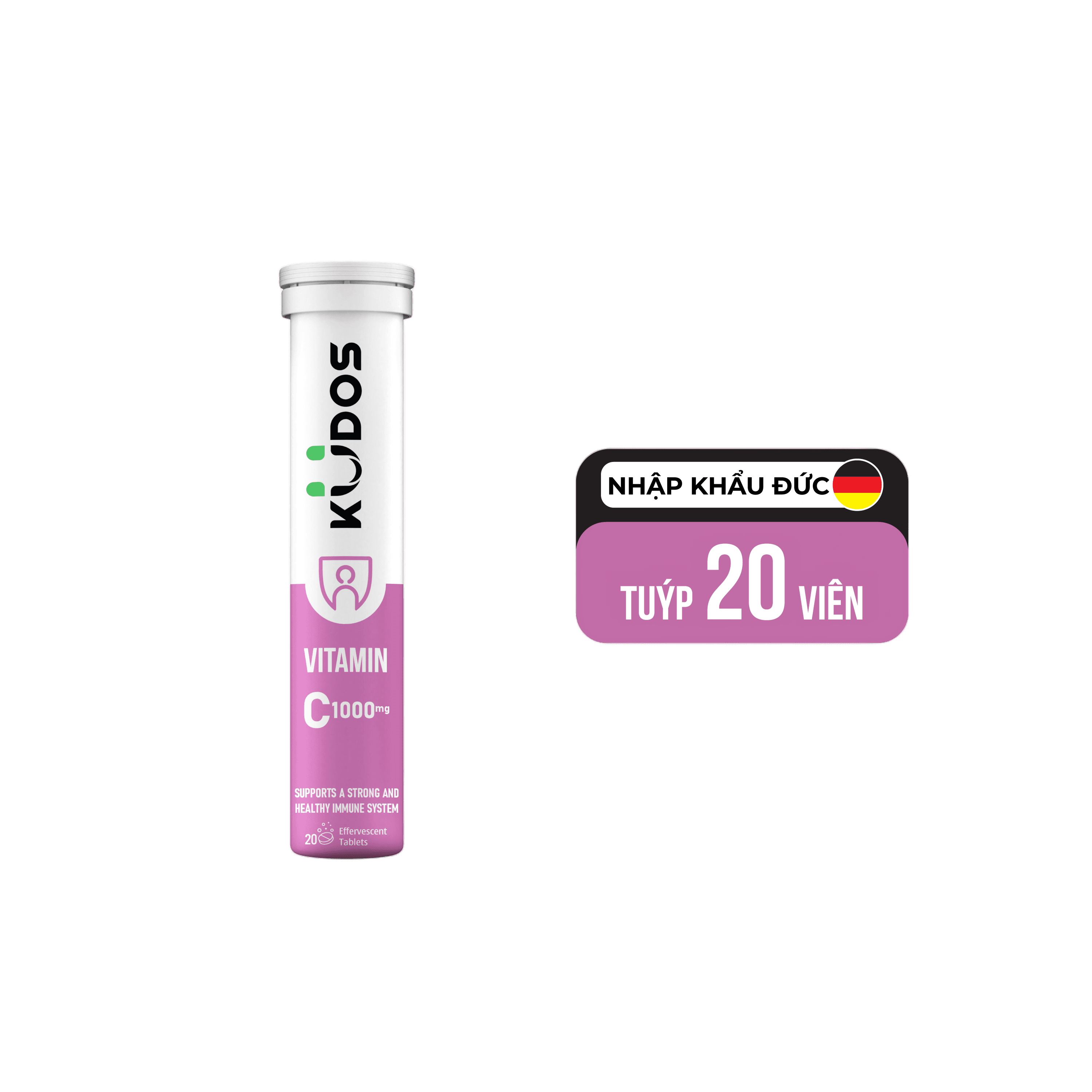 Viên sủi bổ sung Vitamin C 1000mg vị dưa hấu Kudos (Tuýp 20 viên)
